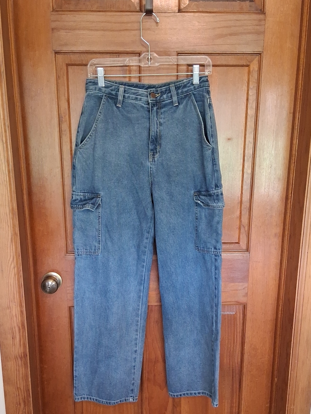 Aura Women's Blue Denim Cargo Pants